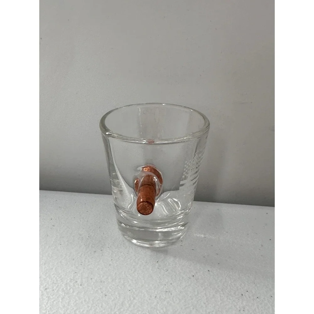 Handcrafted Shot Glass‎ Real Bullet Embedded USA Copper Trump American Freedom